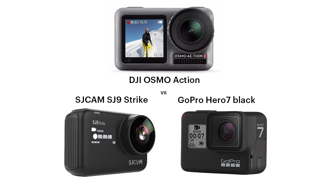 En effektiv pause blast DJI Osmo Action vs GoPro Hero7 black vs SJCAM SJ9 Strike - Comparison - el  Producente